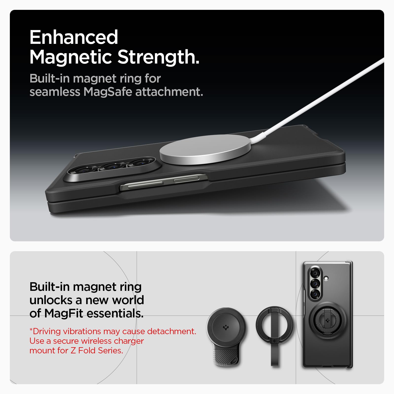 Spigen for Galaxy Z Fold 7 Case, Tough Armor Pro MagFit [Hinge Protection] [Fast Wireless Charging/Magnet for Galaxy] - Black