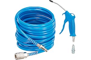 LIMODOT 1/4 In. x 25 Ft. Air Hose Kit With High Flow Blow Gun, Air Nozzle Kit with 1/4‘’ Solid Stainless Steel Quick Connect Fittings, Pneumatic Air Compressor Accessories for Air Inflation and Dedusting
