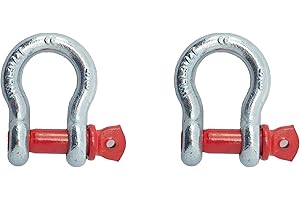 J&R QUALITY TOOLS VCT 2 Pack 5/8" Size Carbon Steel Screw Pin Anchor Shackle, Galvanized, 3.25 Ton Working Load Limit