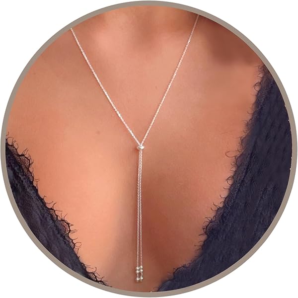 HolidayQbee Shiny Silver Long Y-shaped Necklace For Women