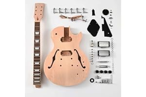Batking DIY Guitar Kits Build Your Own Unfinished Semi Hollow Electric Guitars Project Package with All Accessories
