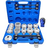ZKTOOL 40Pcs Universal Pull and Press Sleeve Kit, Bushing Press Tool Set | for Most Engine Cars Vehicles, Seal Bearing Bushing Removal Installation Tool Kit 5 Pulling Spindles with Nuts Case &amp; Gloves