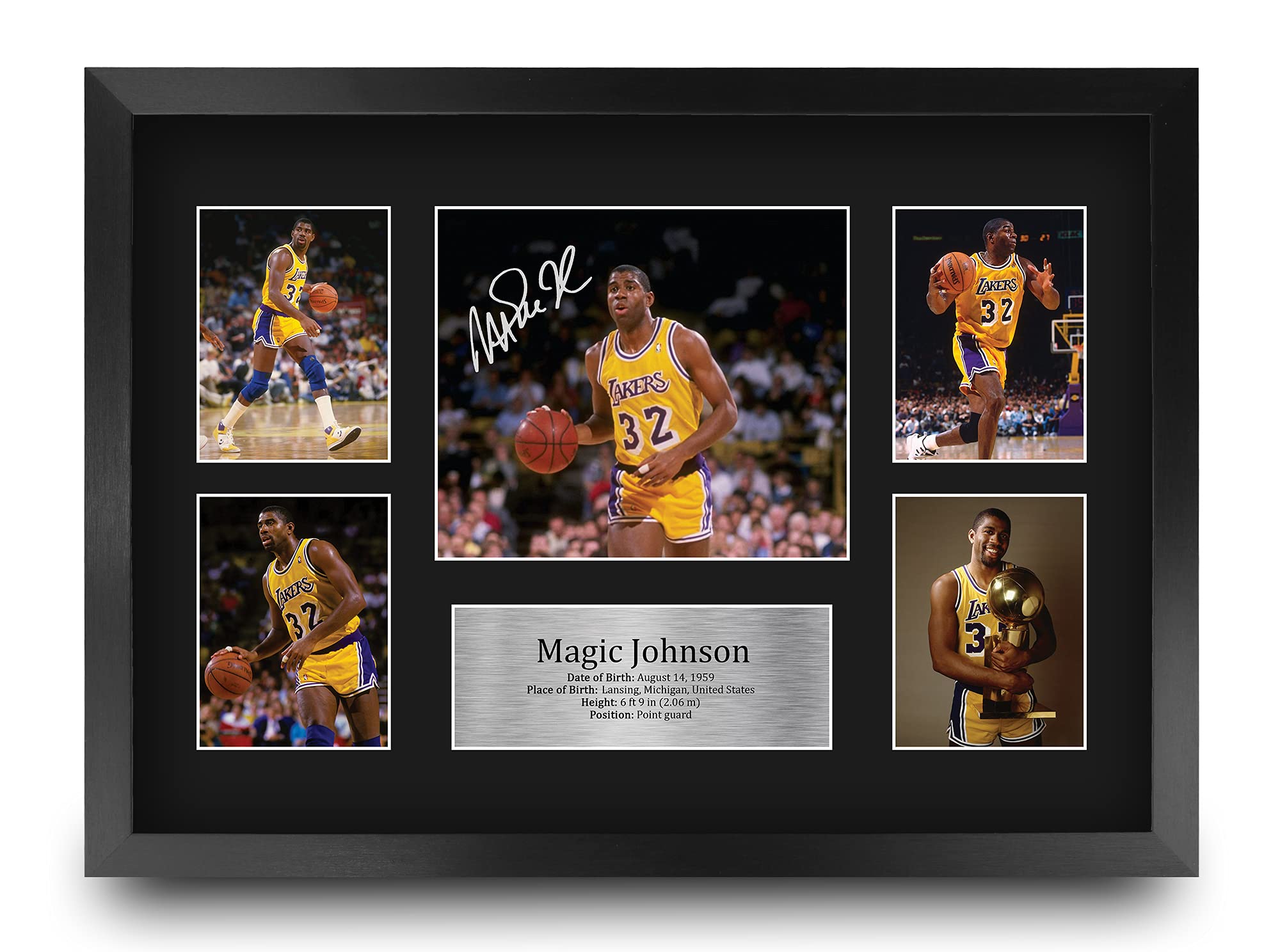 HWC Trading FR A3 Magic Johnson Lakers Gifts Printed Signed Autograph Presentation Display for Basketball Memorabilia Fans - A3 Framed