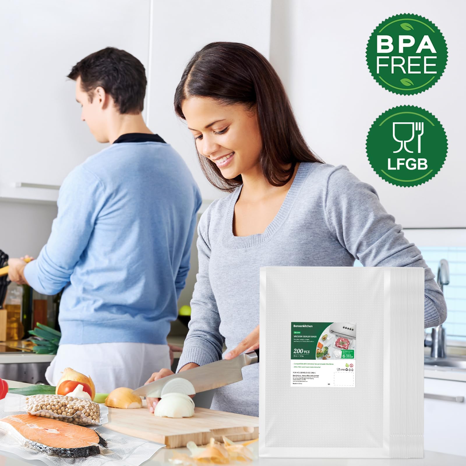 Bonsenkitchen Precut Vacuum Sealer Bags 200 Quart 8