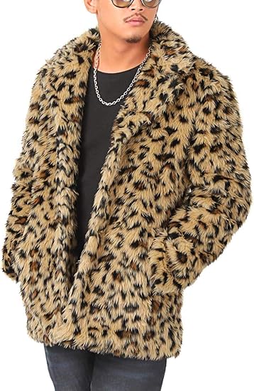Amazon Lux Style ラグスタイル ジャケット ファーコート メンズ レオパード フェイクファー コート ジャケット 通販