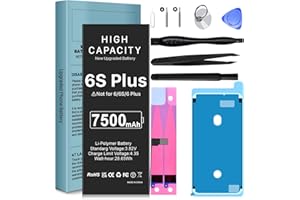 SHENMZ Upgrade Battery for iPhone 6s Plus, 7500mAh 2025 New Version Conqto Higher Capacity 0 Cycle Replacement Battery for iPhone 6s Plus A1634,A1687,A1699 with Full Set Repair Tool Kit & Instructions