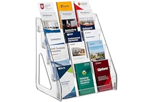 5 Tier Brochure Holder 12x13 Inch Acrylic Clear Pamphlet Holder Display Stand Holds 3 Brochures in One Row Acrylic Flyer Hold