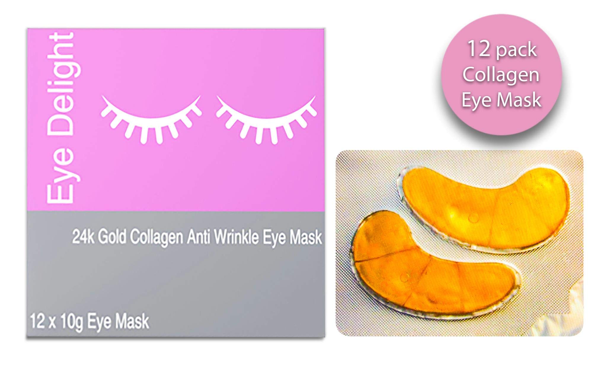 (12 Pairs) Luxury Collagen Eye Masks,Premium Anti Aging Moisturizing Depuffing With Hyaluronic Acid. For Fine Lines,Puffiness&Dark Circles,Cooling Soothe Pads Sheets Hydrating Under Eye Wrinkles