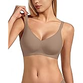 VQJ Women's Jelly Push Up Wireless Full Coverage Bra, No Underwire Comfort Support Seamless T-Shirt Everyday Bras