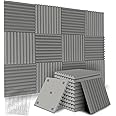 12 Pack Acoustic Panels, 12"X 12"X1" Sound Proof Foam Panels, High Density Soundproofing Wall Panels for Home Studio, Acoustic Foam Wedges Absorbing Noise (Gray)