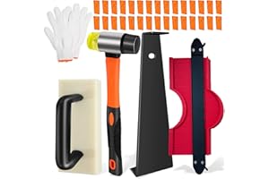 LOYALA Laminate Flooring Tools, Vinyl Flooring Tools, 6 in 1 Flooring Installation Kit, Heavy Tapping Block, Heavy Pull Bar, 10” Contour Gauge, 30pc Flooring Spacers, Rubber Mallet