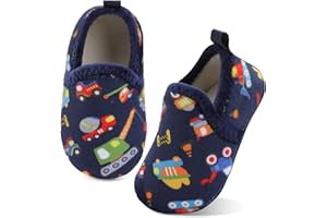 XIHALOOK Toddler Boys Girls House Slippers with Microfleece Lining Cozy Household Shoes Non-slip for Kids