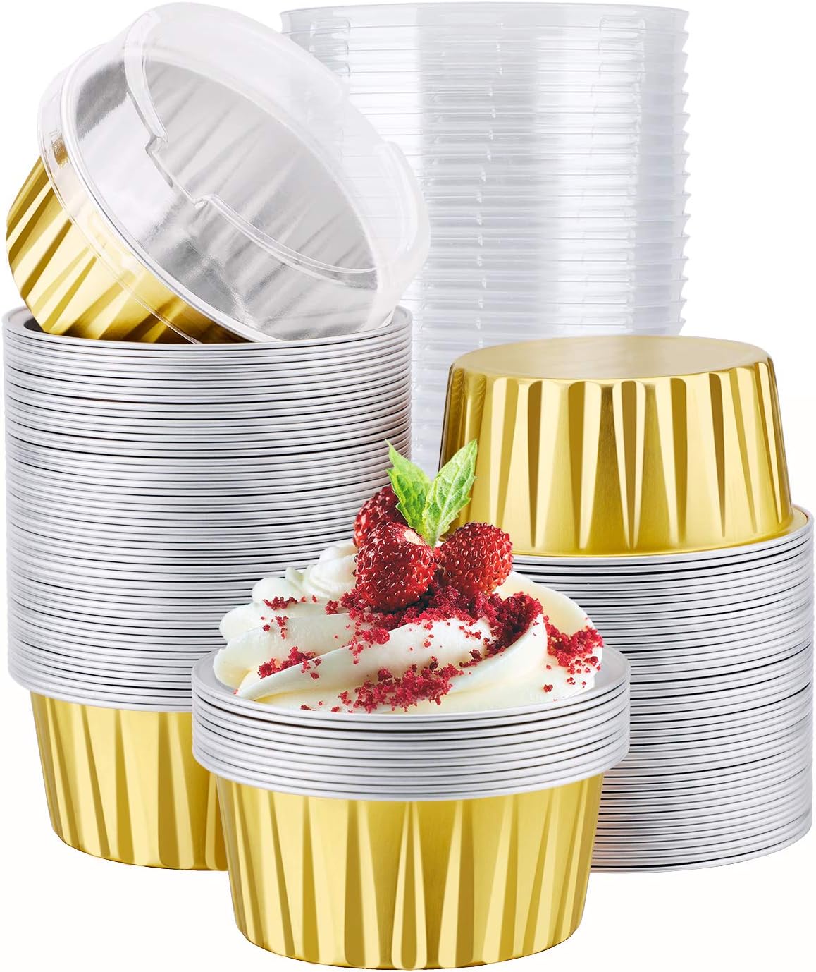 Silver Disposable Aluminum Foil Cupcake Cup Liners Baking Cups for