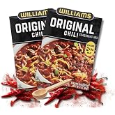 Williams Chili Seasoning Mix, Original Powder Chili Starter, 1 oz Packets, 2-Pack Bundle with Raw Earth Colors Wooden Portion Teaspoon, For Homemade Chili Kit.