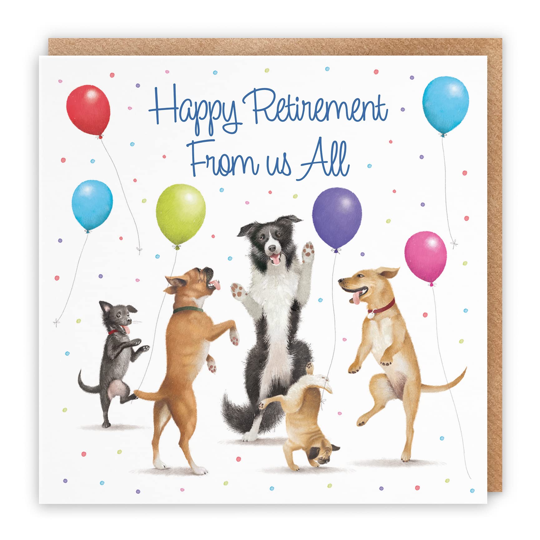 Hunts England Retirement Card From Us All - Dancing Dogs - Retirement Card From All Staff - For Men, Women, Colleagues, Friends, etc. - Milo's Gallery Collection