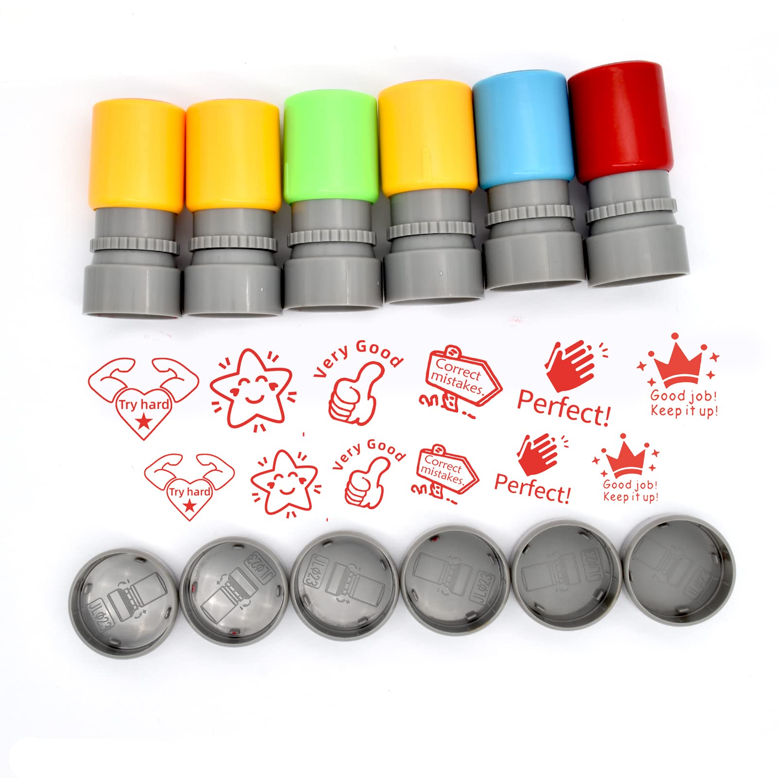 Bailinks 6 Pieces Teacher Stamps Colorful Supplies Stamps for for Kids School Student Homework
