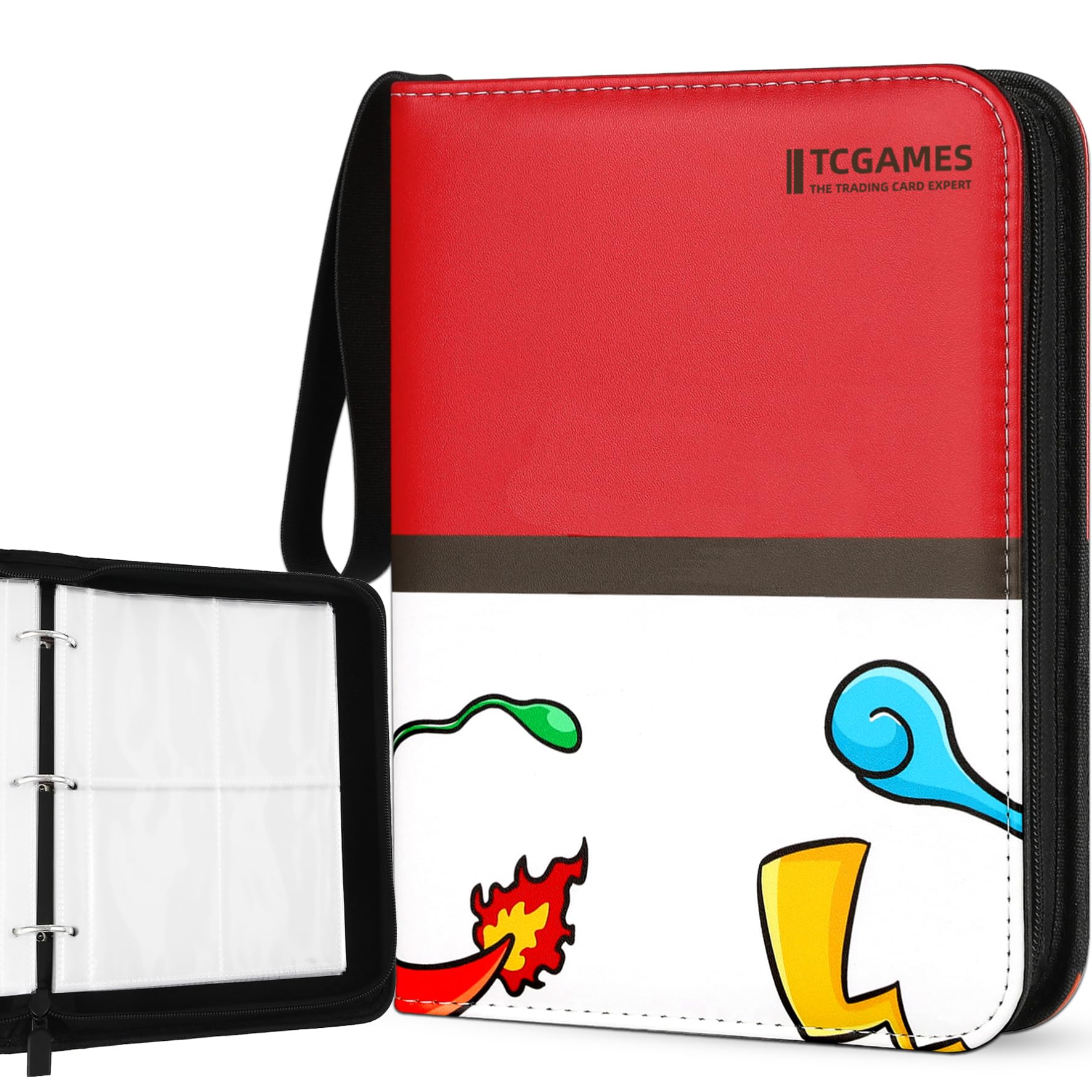 Trading Card Binder 440 Pockets, 4-Pocket Card Holder with 55 Sleeves Red