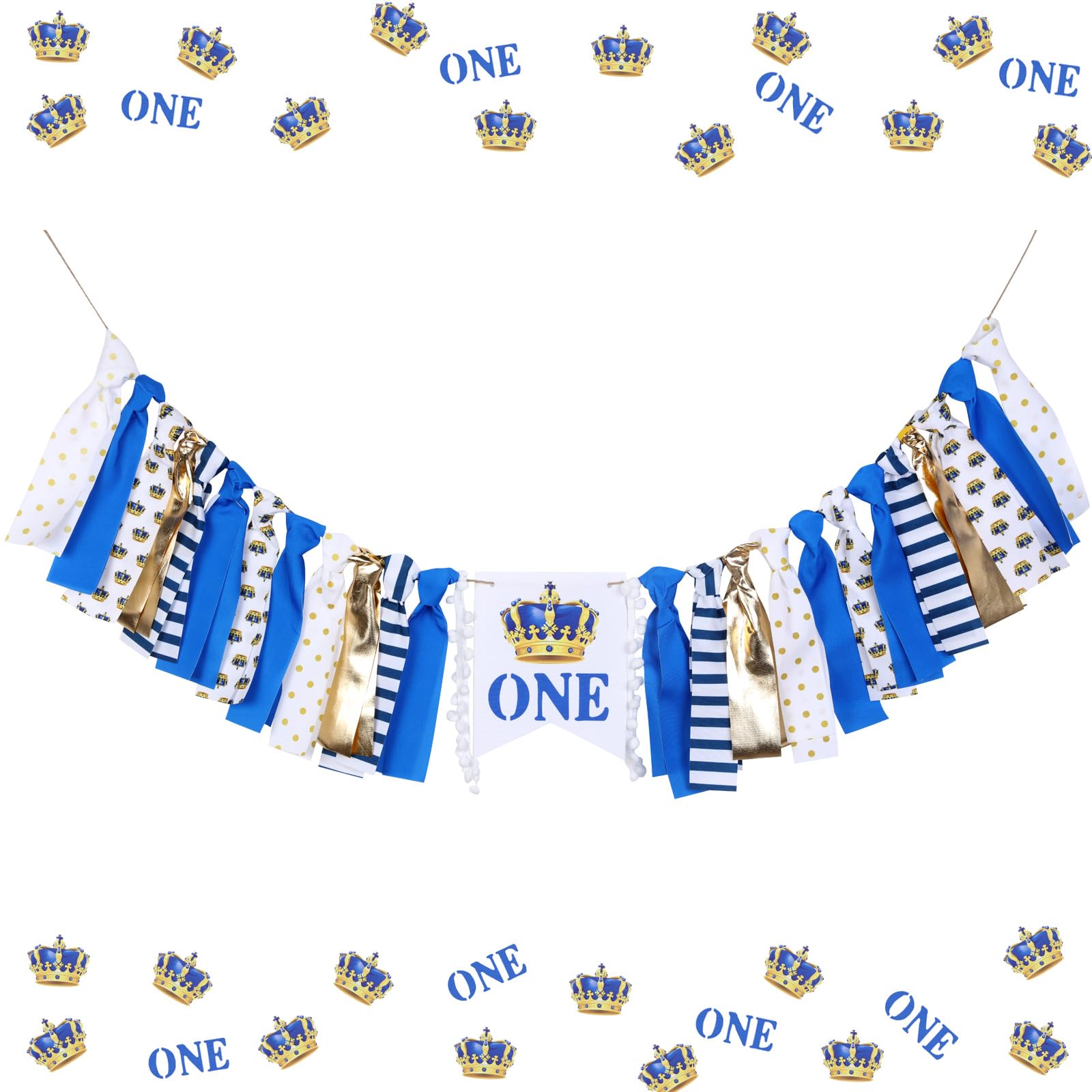 Photo 1 of Kreatwow Prince 1st Birthday Decorations Royal Blue Gold Prince High Chair Banner Crown 1st Birthday Decor Royal Prince Birthday Decor Crown Royal Celebration Party Decor for Baby Boy's1st Birthday