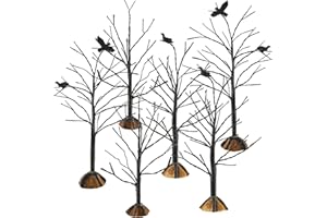 YSLEEN 6 Pieces Mini Decor Trees Small Holiday Branch Village Trees Artificial Model Trees Miniature Trees Village Displays Tree for House Garden Festival Decorations, 3 Sizes(Crows Tree Figurine)