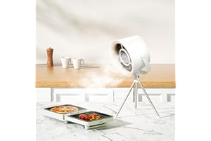 MIHOHO Portable Exhaust Hood, Range Hood with Changeable Filter, Desktop Hood with 3-Speed Exhaust Fan, Kitchen Vent for BBQ, Cooking, Hot pot (Milky white)