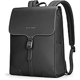 Muzee Slim Laptop Backpack for Men & Women, Leather Commuter Backpack, 15.6" Lightweight Waterproof Anti-Theft Daypack for Office & Casual Outings