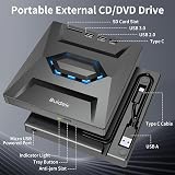 SUIDEK USB C DVD Drive 5in1 CD Player SD Card Reader USB 3.0 Hub Portable view 2