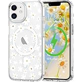 L-FADNUT for iPhone 12/iPhone 12 Pro Case [Compatible with Magsafe], Cute Flower Girls Women Clear Case Silicone Shockproof Protective Cover with Pretty Floral Pattern for iPhone 12/12 Pro 6.1'',White