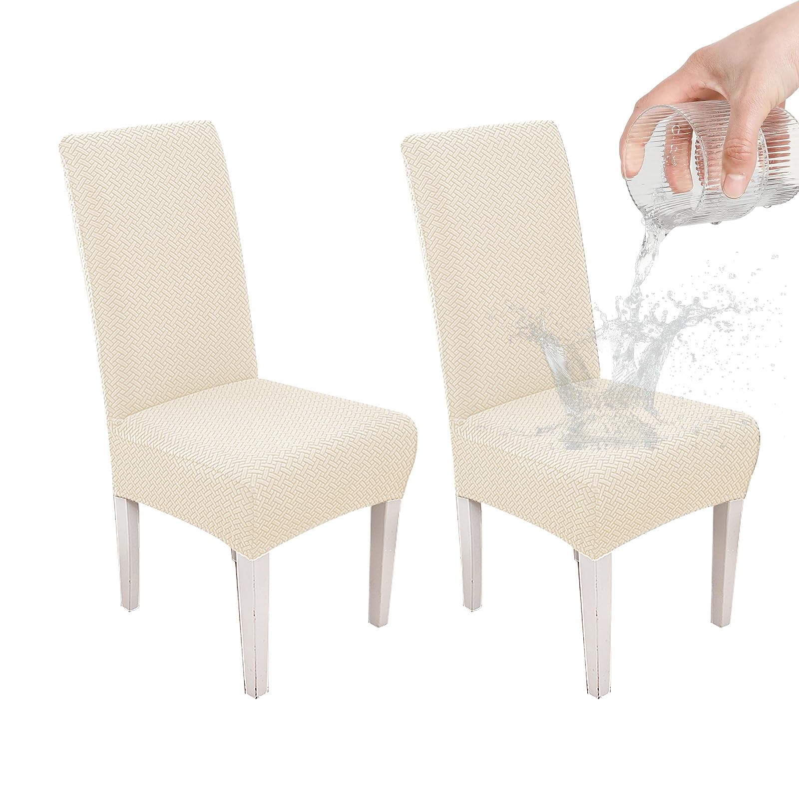 Photo 1 of TIANWOWO Parsons Dining Chair Cover, Detachable Sofa Chair Cover, Retractable Chair Cover (2, Apricot)