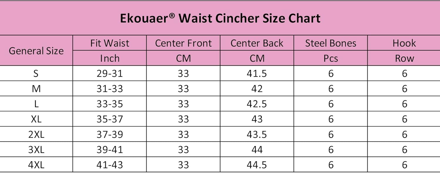 Ekouaer Women's Underbust Corset Waist Trainer Cincher Steel Boned Body Shaper Tummy Fat Burner at  Women’s Clothing store