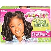 African Pride Dream Kids Olive Miracle Relaxer Regular - Contains Olive Oil, Helps Strengthen &amp; Protect Hair, 1 Kit