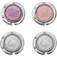 Nyicey 4pcs Purse Hook Foldable - Folding Handbag Table Hanger-Bag Hanger Collection-Desk Hooks for Purse (Pink+Purple+2white