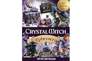 Purple Crystal Witch Ephemera Book to Cut out and Collage: Beautiful Fantasy Designs for Junk Journaling , Scrapbooking, Deco