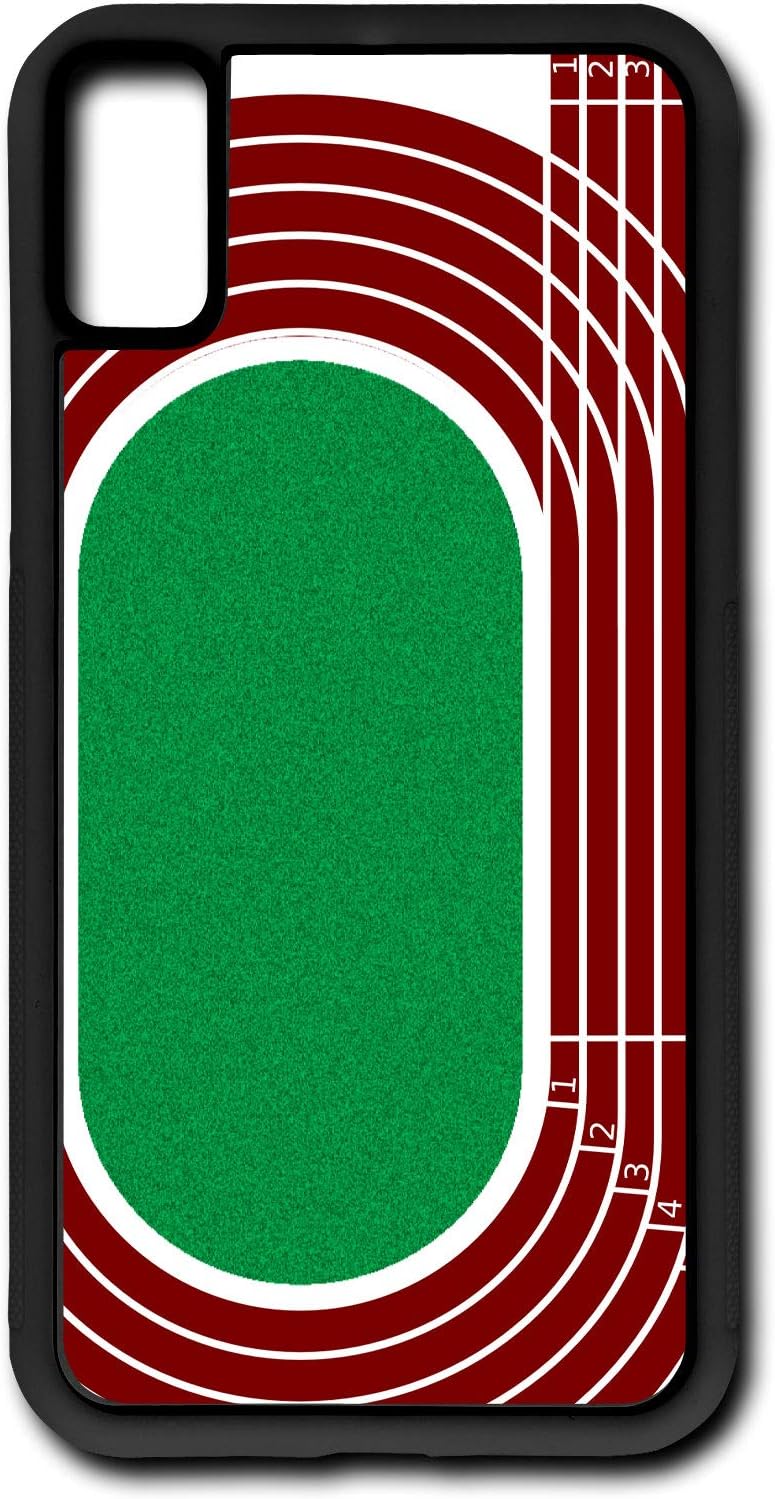 iPhone Xs Case or iPhone X Case Track and Field 100 Yard Dash Hurdles 400 Meters Running Jumping Customizable by TYD Designs in Black Rubber