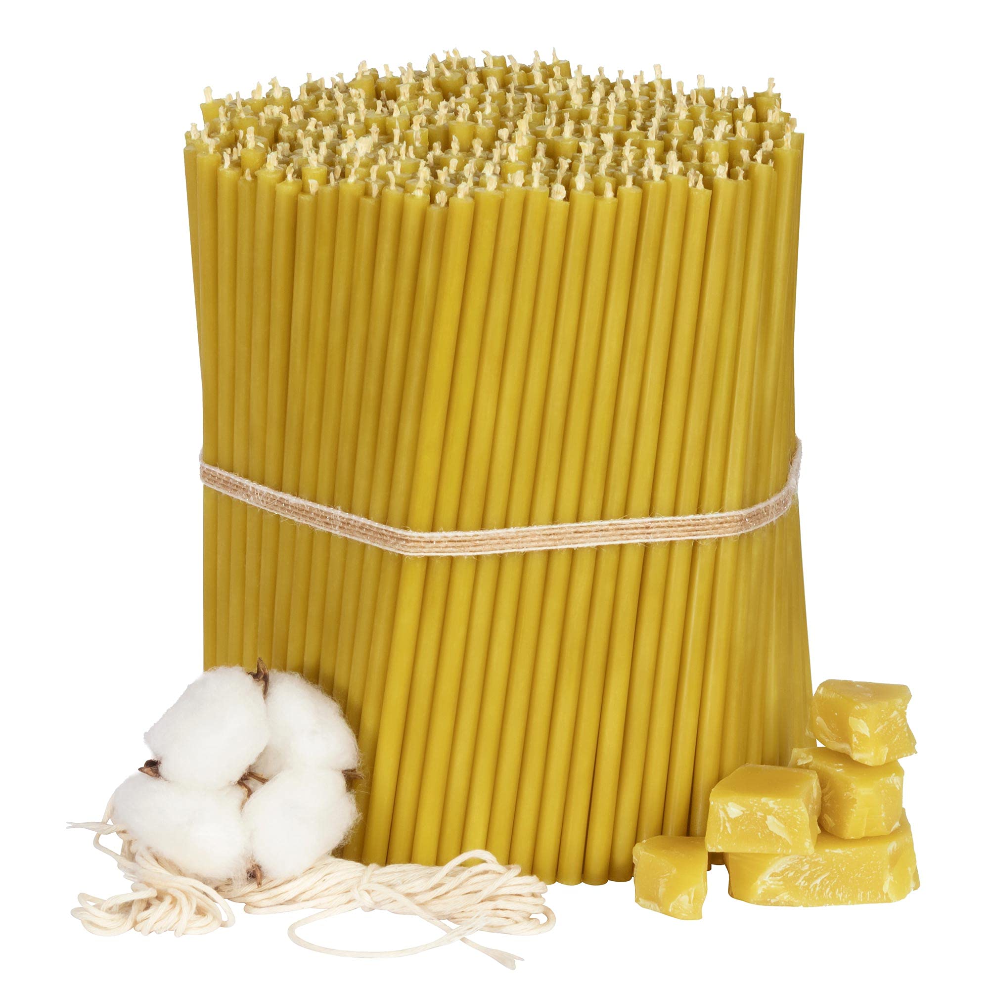 Diveevo Ritual Candles Beeswax Candles Amber Pack of 500 L 16.5 cm Diameter 5.7 mm Burn Time 50 Minutes Natural, Drip Smokeless Thin Church Quality Made from Beeswax No. 100