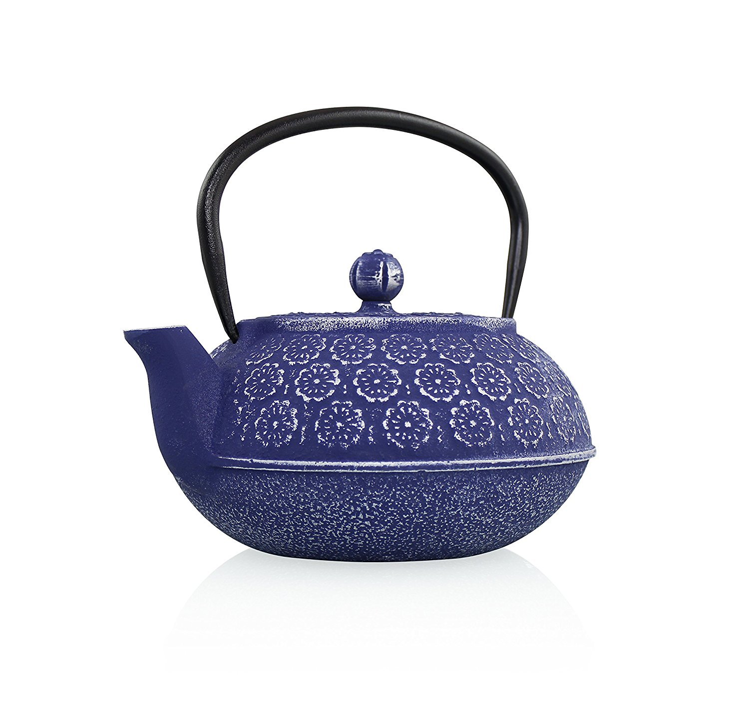 Lilac Blossom Cast Iron Teapot with Infuser Stainless Steel Infuser
