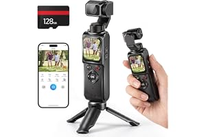 4K Vlogging Camera Portable Pocket Camera, 4K/30FPS with 75MP Photo, 330° Rotating Lens & Face Tracking, 1.7'' Touch Screen, Wi-Fi, 18x Digital Zoom, for YouTube TikTok, Includes 128GB Card&Tripod
