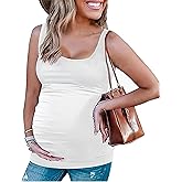 Peauty "Long Enough to Cover Hip Maternity Side Ruch Tank Tops/Basic Maternity Tops for Summer Casual Wear (S-3XL)