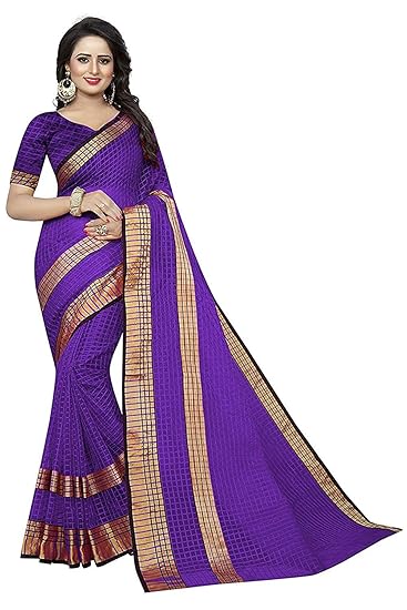 RAJESHWAR FASHION WITH RF Womens Chanderi Cotton Blend Linen Embroided Style Saree with Unstitched Blouse Piece