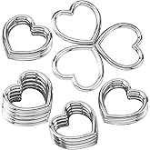 CustomyLife 20pcs Heart Shape Craft Ring Buckles, Hollow Metal Linking Rings for Valentines DIY Gothic Punk Leather Choker Necklace Anklet Bracelet Belts Bags Shoes-Silver
