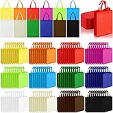 Preboun 180 Pcs Non Woven Tote Bags Bulk 13.78 x 9.84 x 3.94 Inches Reusable Foldable Cloth Bags with Handles Grocery Tote Bulk for Adults Shopping Birthday Party Favor, 12 Colors
