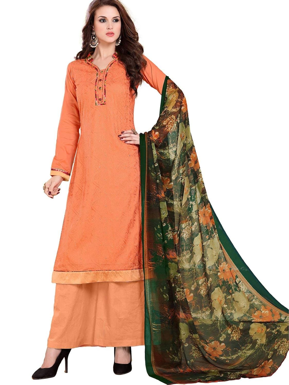 plain suit with contrast dupatta
