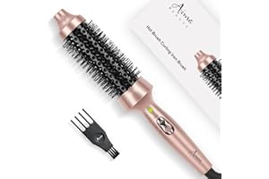 Aima Beauty Hair Curling Brush, 1.3"/35mm Heated Round Brush, Ionic Straightening Brush Create Nature & Long-Lasting Blowout Look, Fast Heating Thermal Brush, Dual Voltage, 60Mins Auto Shut Off, Gold