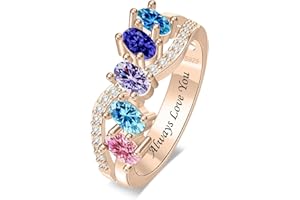ymissm S925 Sterling Silver Mom Ring Customized and Personalized Family Birthstone Mother Rings Promise Love Gemstone Rings f