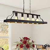 Obihivlo Rustic Farmhouse Chandelier, 33.4" Rectangle Black 5-Light Farmhouse Dining Room Light Fixture Over Table, Industria