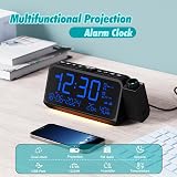Mesqool LED Projection Alarm Clock with Dual Alarm FM Radio Temperature Humidity view 2