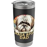 Lhasa Apso Dog Dad Retro Funny My Dogs Are My Cardio Stainless Steel Insulated Tumbler