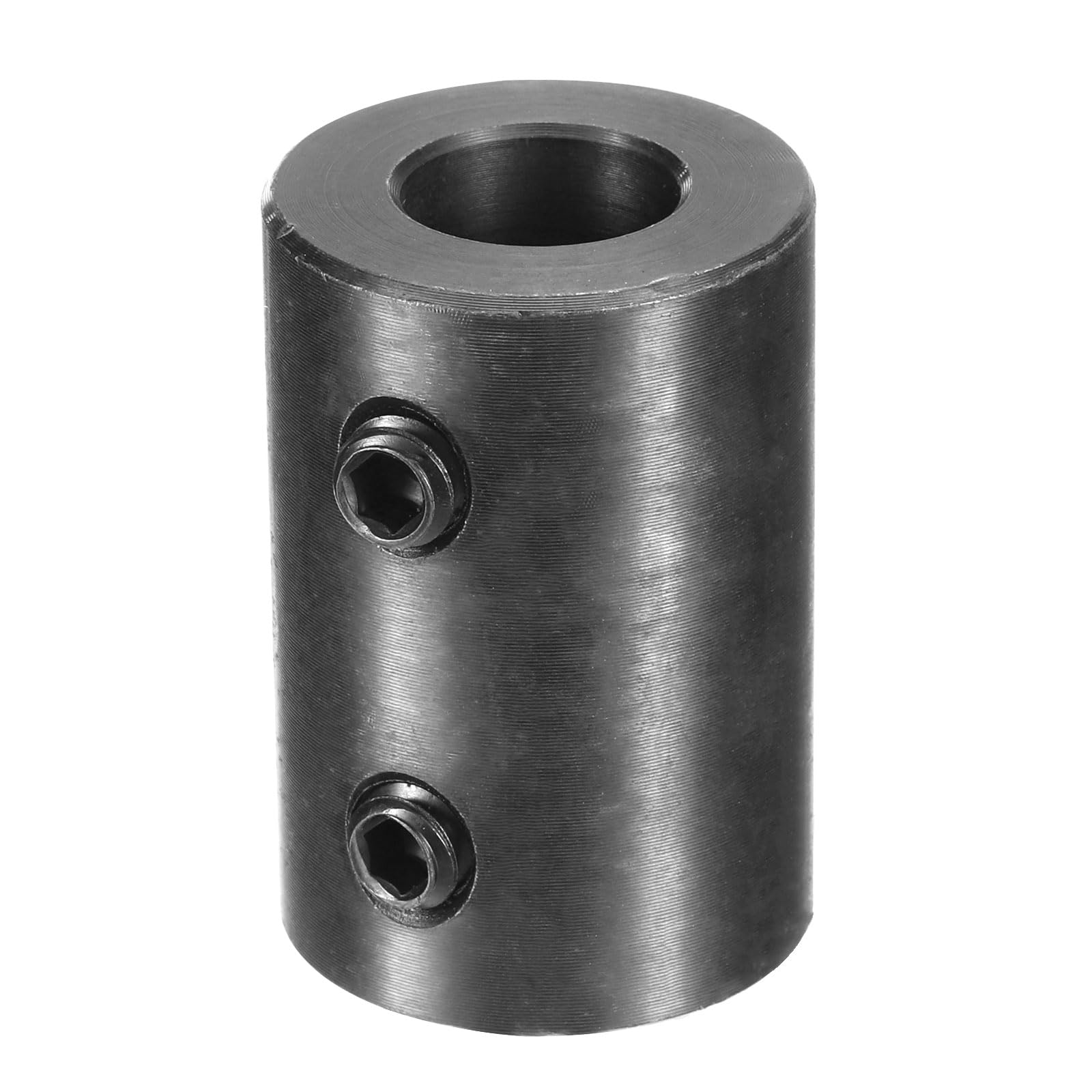 Photo 1 of uxcell Shaft Coupling 1/2" Bore, 1" OD, 1-1/2" Length, Black Oxide Plated Steel Rigid Coupling, Motor Wheel Coupler, (2 Set Screws)