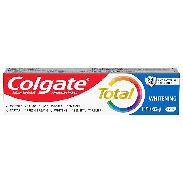 COLGATE TOTAL WHITENING TRAVEL TOOTHPASTE, MINT TOOTHPASTE FOR TRAVEL, CARRY-ON SIZE TOOTHPASTE, 1.4 OZ TUBE