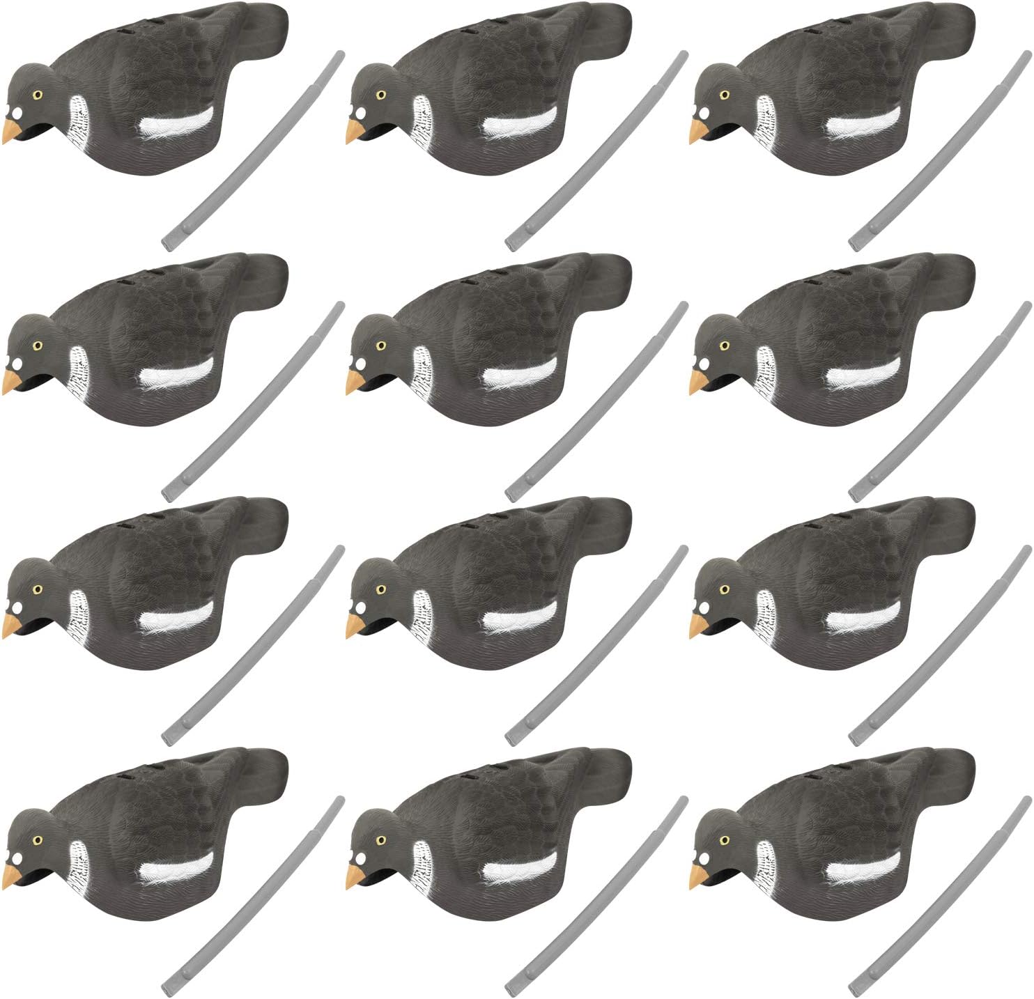 Nitehawk Pack of 12 Half Shell 16” Pigeon Decoys, Highly Realistic High