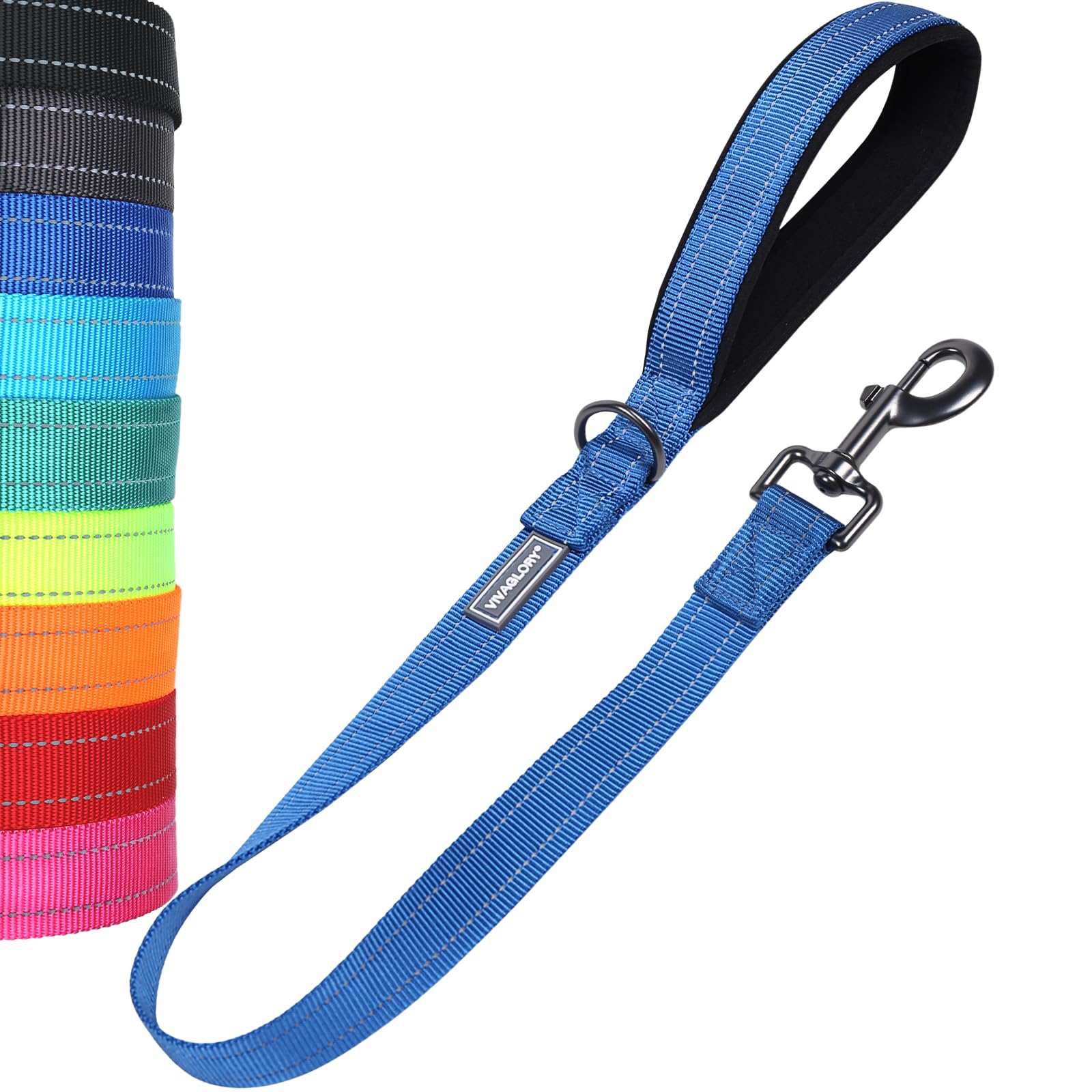 VIVAGLORY Short Dog Lead Closerok Traffic Leash for Dog with Soft Padded Handle for Training & Walking, 61cm, Blue
